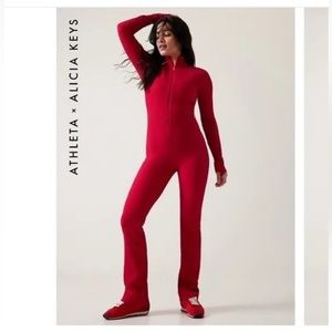 Athleta x ALICIA KEYS Goddess Bodysuit Jumpsuit // Red